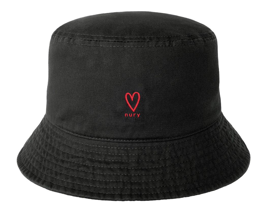 Black bucket hat detail