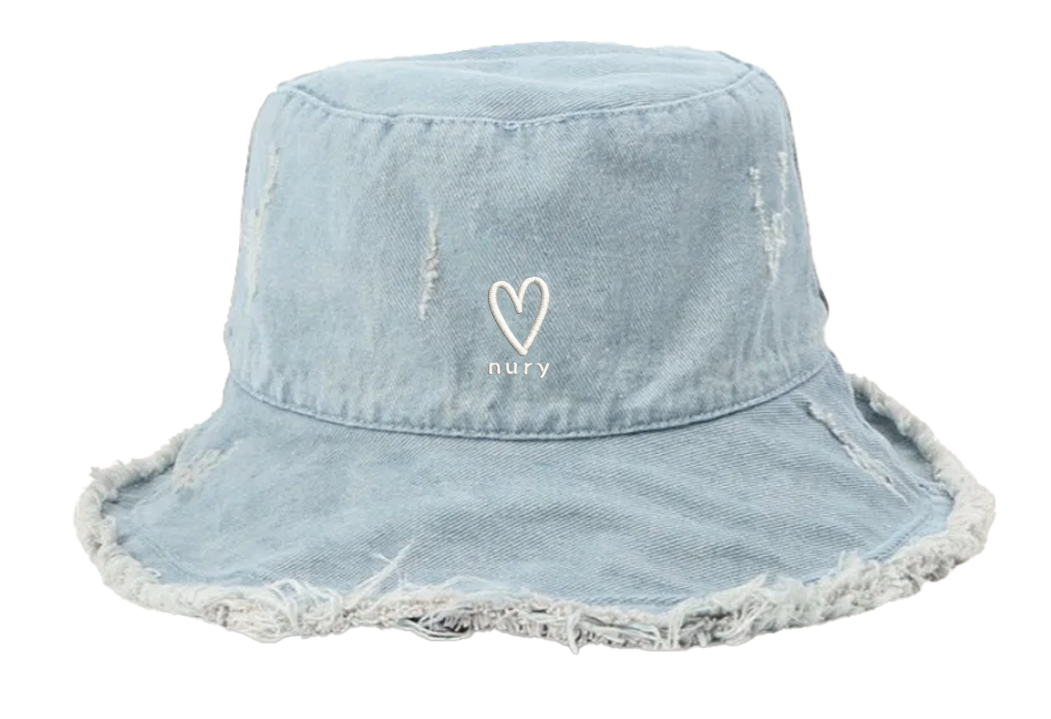 Denim bucket hat detail