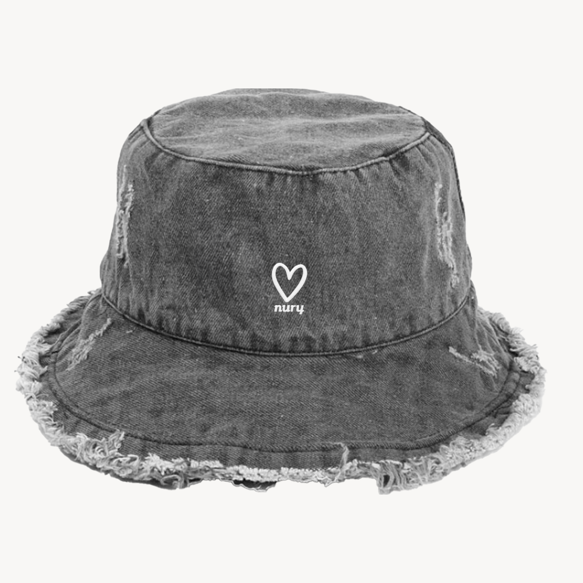 Gray Heart Bucket hat